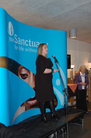 CEO of 'your Sanctuary', Beverley Pass, speaking at the relaunch event on 11th October.