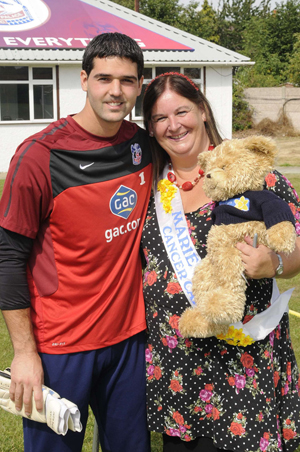 Julian Speroni with one of his fans, Marie Curie Volunteer Press Officer, Karen Green.