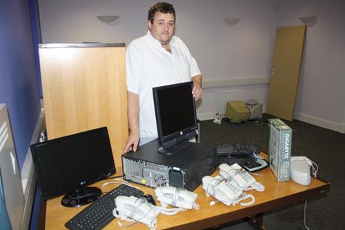 Mark Jones with some of the equipment that has been donated to help get the radio station up and running.