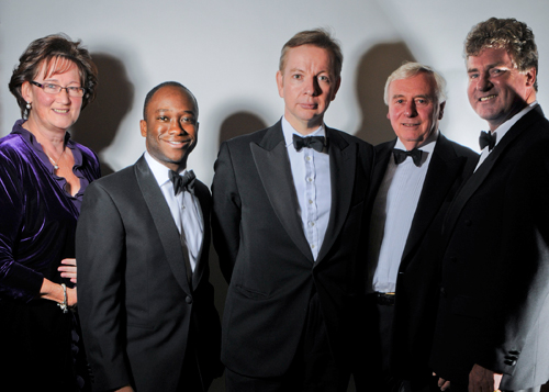 From left, County Cllr Sally Marks, Sam Gyimah MP, The Rt Hon Michael Gove MP, County Cllr Nick Skellett CBE who is also Chairman of the East Surrey Conservative Association and Peter Ainsworth. Photograph by Louise May Photography.