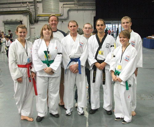 The team at the World Championships in Telford last month.   (From left) Amelia Borley, Carley Stubbs, Allan Cameron, Colvin Frost, David Lock, Mark Ingram, Natasha Greenslade and Jordan Frost.