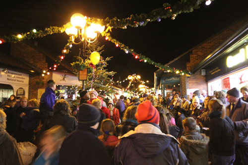 The switching on of the lights on the Christmas Tree in Church Walk, Caterham last Friday, 26th November.  The tree was kindly donated by Knights Garden Centres - Photo by Jon Harrison, www.localeventphotos.co.uk.  