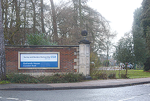 The entrance to the Oaklands site in Caterham-on-the-Hill.