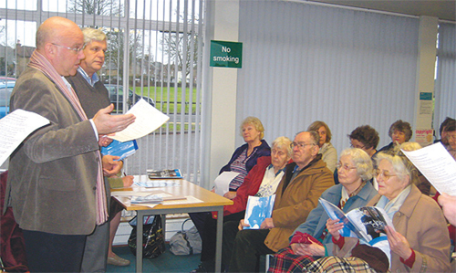 Cllrs. Chris Botten and John Orrick speaking at the meeting on 15th January. Photograph by Emma Berry.