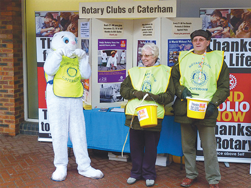 The Rotary 'End Polio Now' stall in Chuch Walk, Caterham.