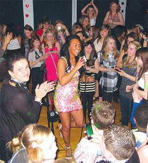 X Factor star, Elesha Moses, takes centre stage at the de Stafford Valentine's disco.