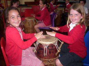 Hillcroft School pupils, Charlotte and Isabelle, during International Week. 