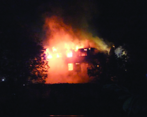 The blaze in Whyteleafe in the early hours of Tuesday morning captured by Mosslea Road resident, Sue Daniels. 