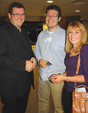 Simon Kelly (left) meets entrepreneurs Alastair Hay and Jacqui Moore at the BEA meeting in October.