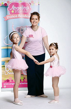 Joanne Evans of the Angelina Ballerina Dance Academy with two of her young students. 