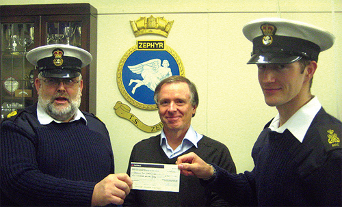 From left, Chief Petty Officer Peter Atkins, Cllr. Jeremy Webster and Petty Officer Richard Fearis.