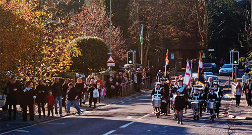 The Whyteleafe parade led by the band of TS Ambuscade.