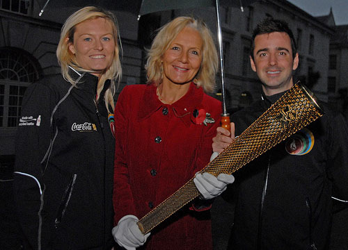 Denise Saliogopoulos with the Olympic Torch