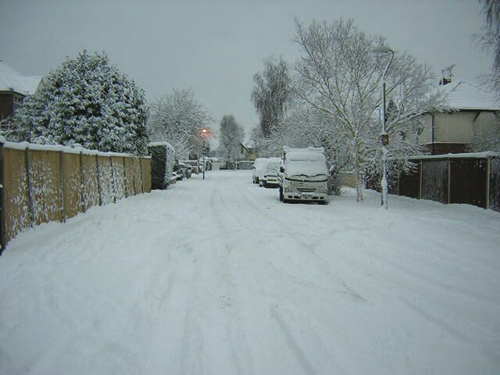 Birch Avenue in Caterham-on-the-Hill during the big freeze of January 2010.