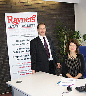 Tim Spurring and Stella Moore in the Warlingham office.