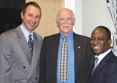 (From left) Marc Hayton, Mike Moss and Sam Gyimah at the official opening of the room dedicated to the Tandridge Community Fund.