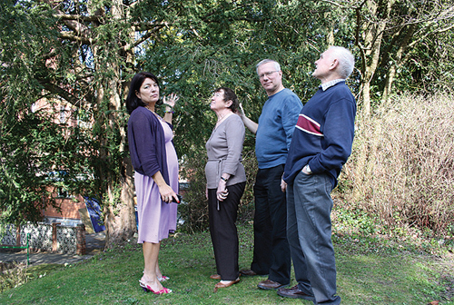 Cllr. Beverley Connolly, Cllr. Jackie Servant, Cllr. Michael Cooper and ex-Cllr. Terry Servant by some of the trees earmarked for destruction by the developers of the site.