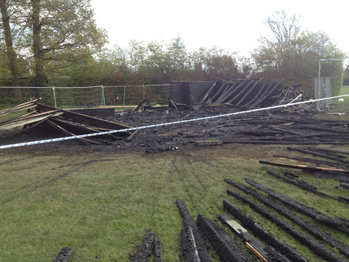 The charred remains of the brand new pavilion.