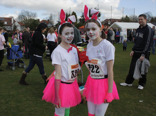 Hannah Killick (left) and Ellen Berry, both aged 12, at last year’s Bunny Fun Run.